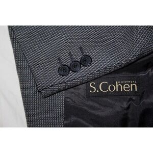 S Cohen Big & Tall Men's 54L Wool Navy Beige Made in Canada Sport Coat 2b